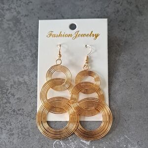 Chic Gold-Tone Spiral Circle Drop/Dangle Earrings